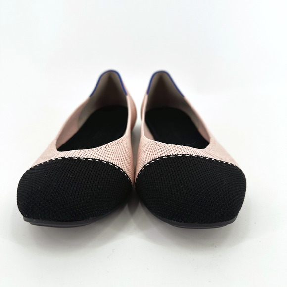Rothys Womens The Square Flats In Rosewater Size 9 Pink/Black Comfort Preppy - Picture 4 of 8